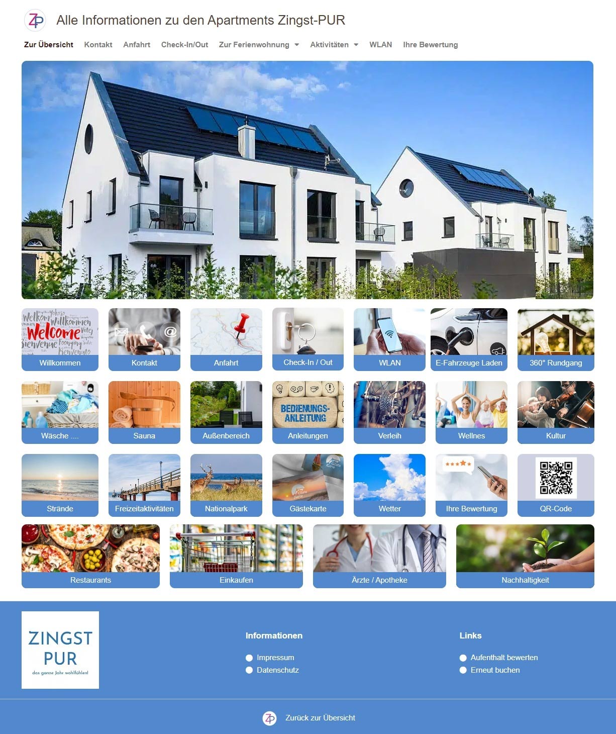 Digitale Gästemappe Apartments auf Zingst