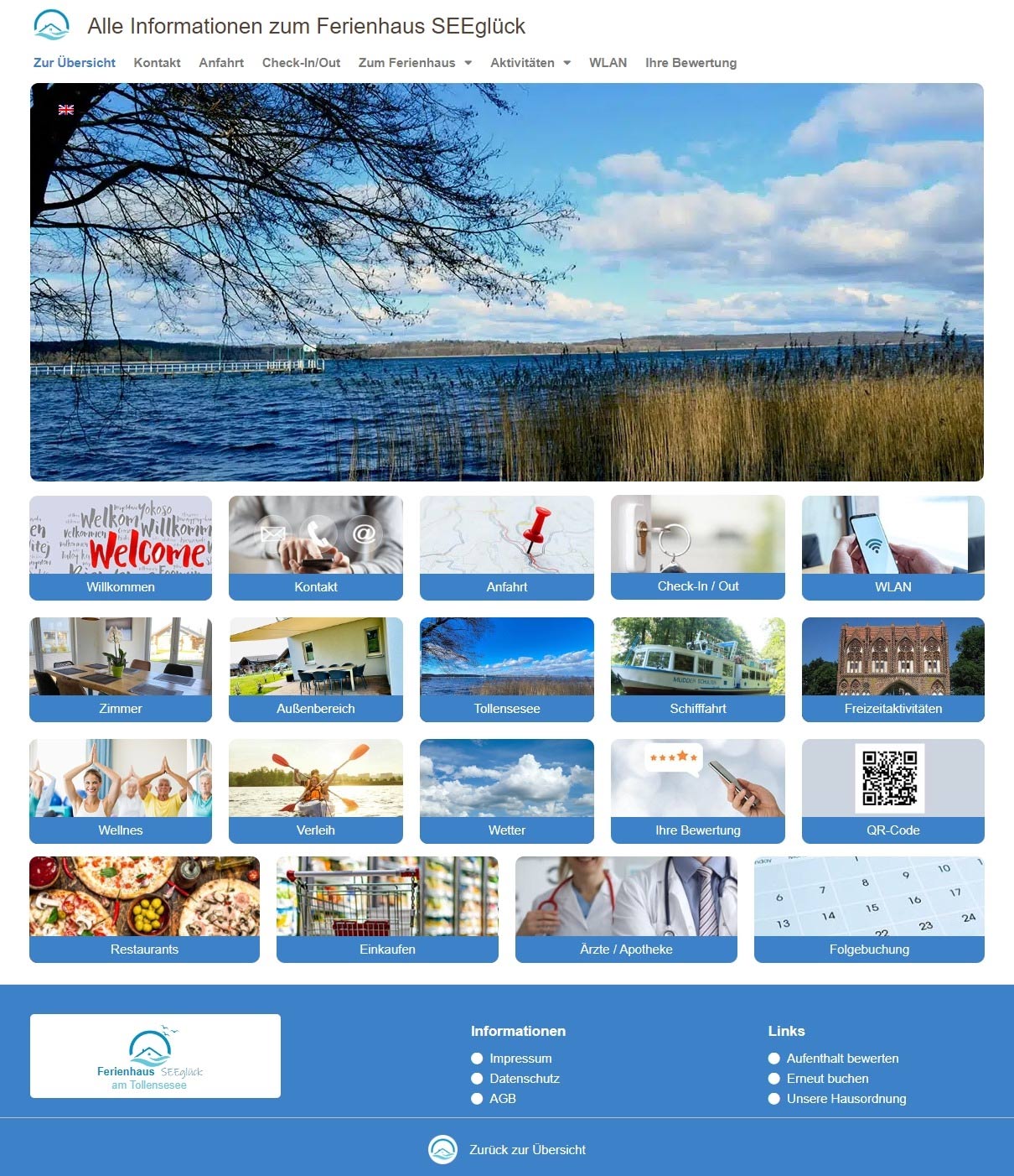 Digitale Gästemappe eines Ferienhauses am Tollensesee